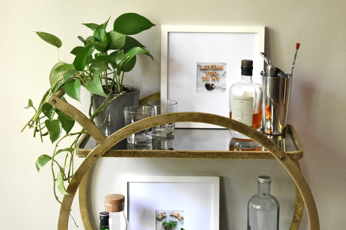 a green bar cart for spring