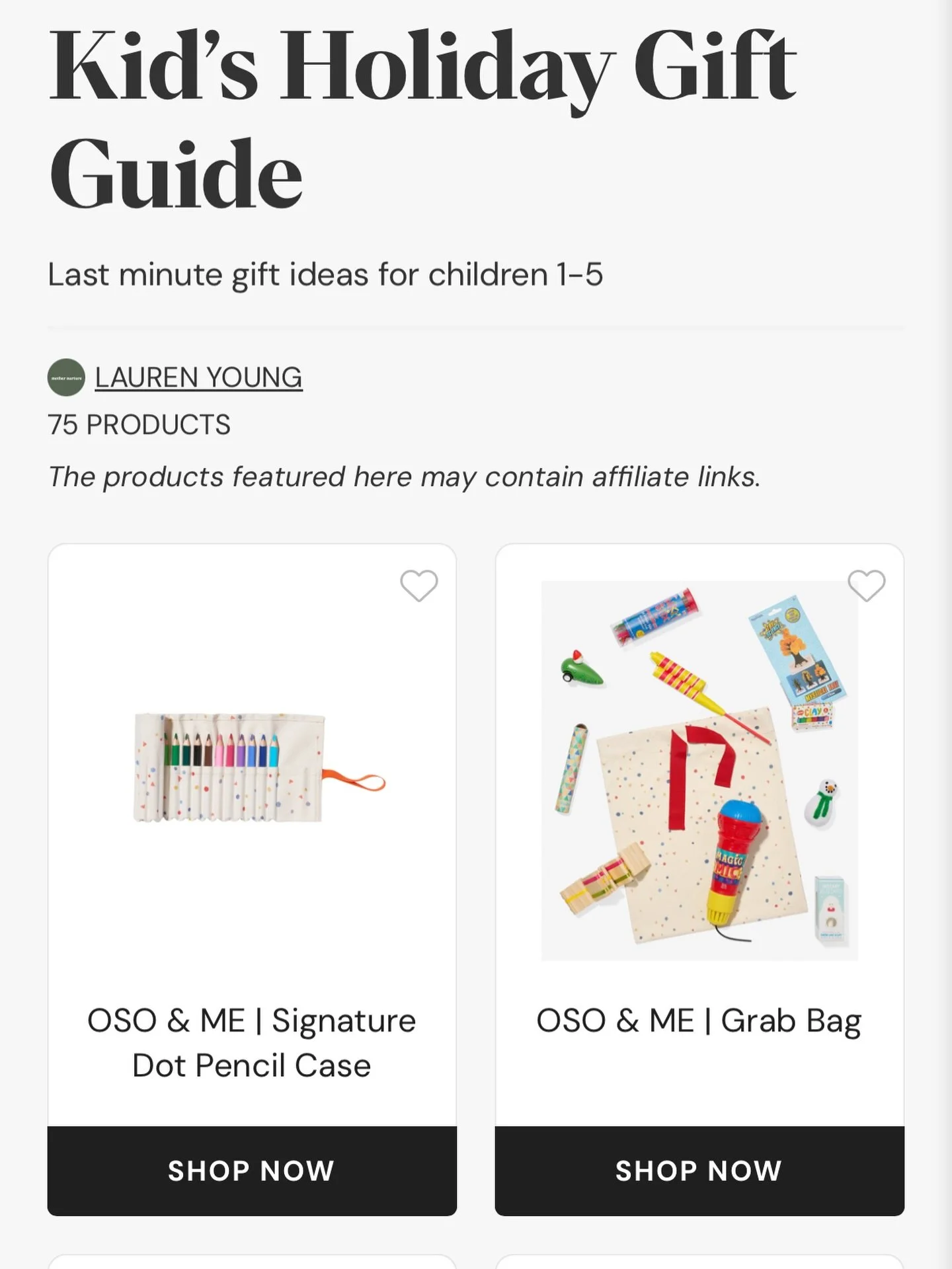 It&rsquo;s here!

You guys asked, so I threw together a kid&rsquo;s holiday gift guide, for the last minute shopper. 😉 

These are some of our favorite brands, and I hope you enjoy them too. 

Comment &ldquo;elf&rdquo; and I&rsquo;ll send you the li