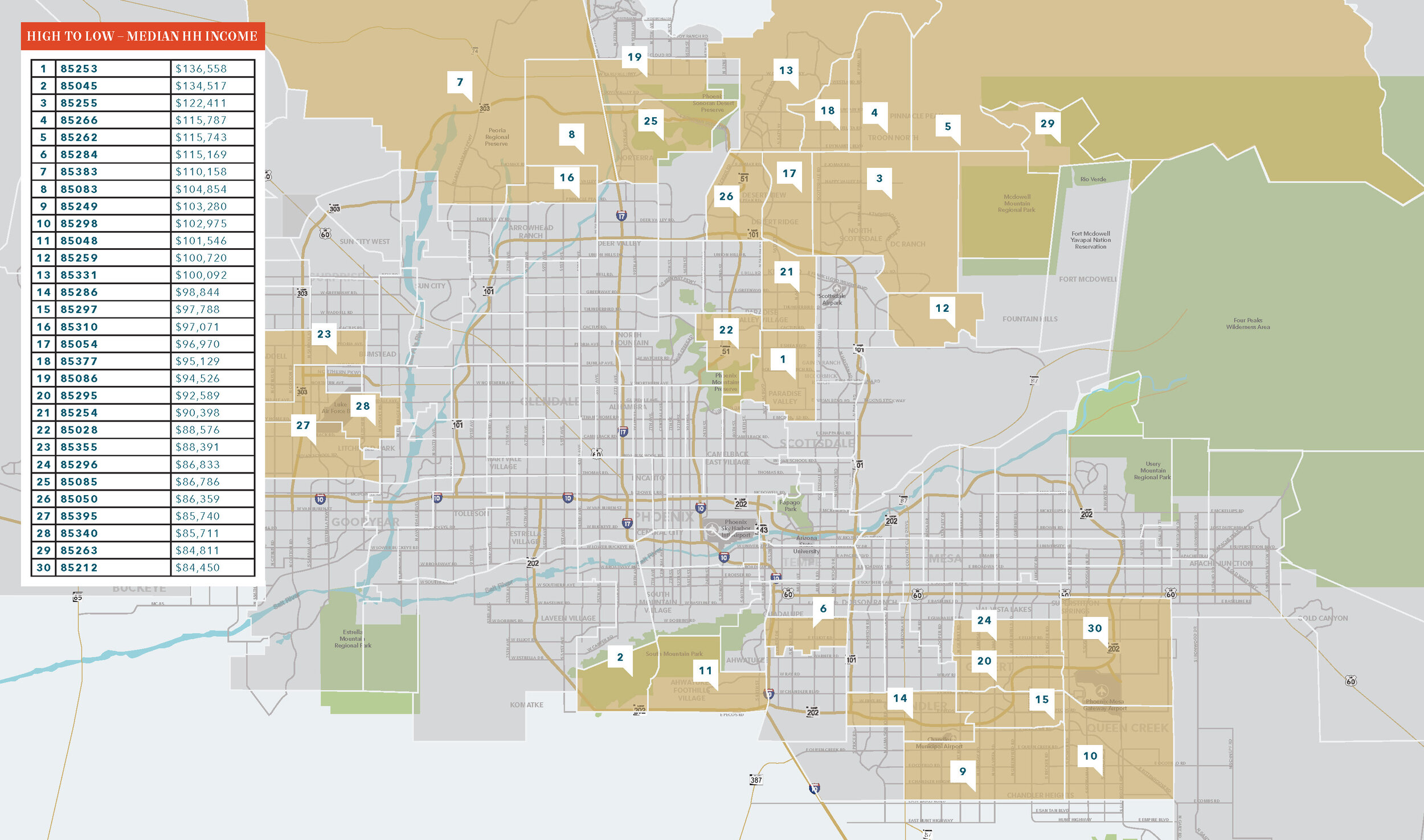 Wealthiest Zip Code map - All Vector