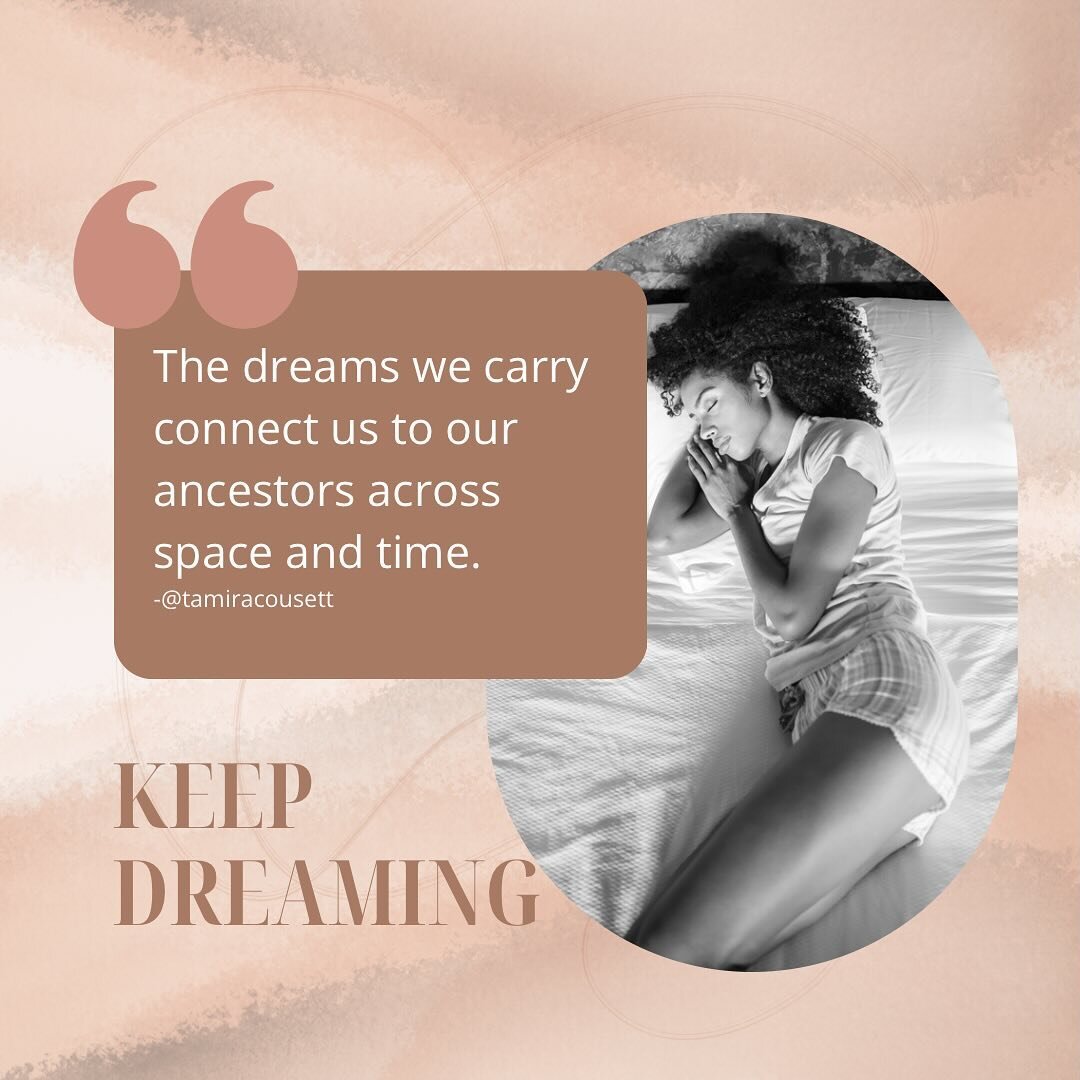 The dreams we carry connect us to our ancestors across space and time.
🌙
Our dreams are rooted in our lineages. 
🌙
Many hands and many hearts hold them. 
🌙
We are dreaming on behalf of our lineages.
🌙
[image shows quote above in white font. There