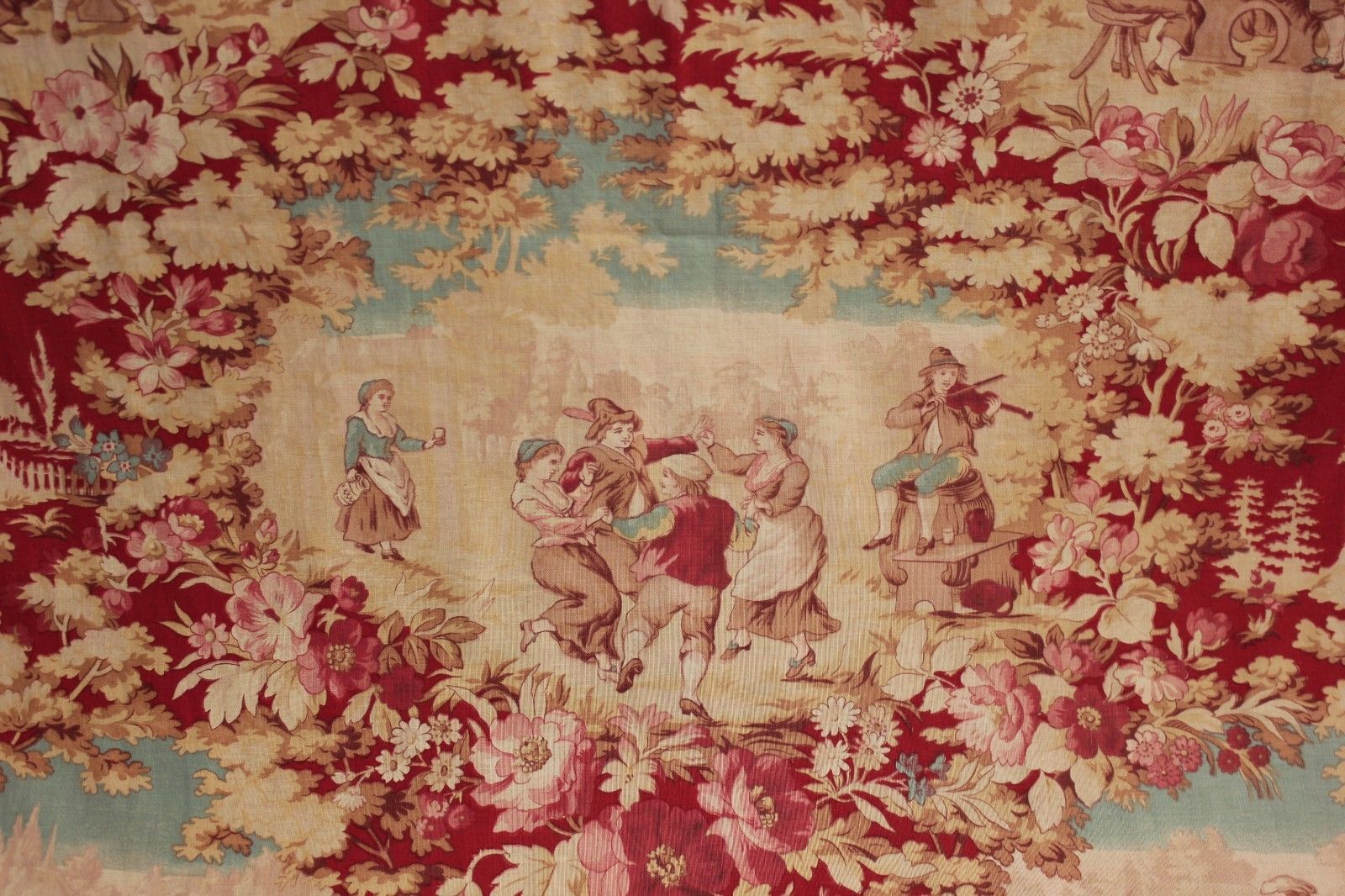 Textile Trunk — Antique French Toile Fabric