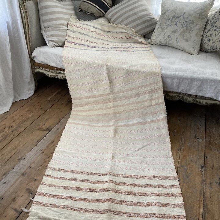 So many of the vintage hand loomed rag rugs we see are woven using bright colored fabrics, but I really love the subtle striping in this lovely and unique rug! These rag rugs are the perfect addition to any period decor for a rustic, modern farmhouse