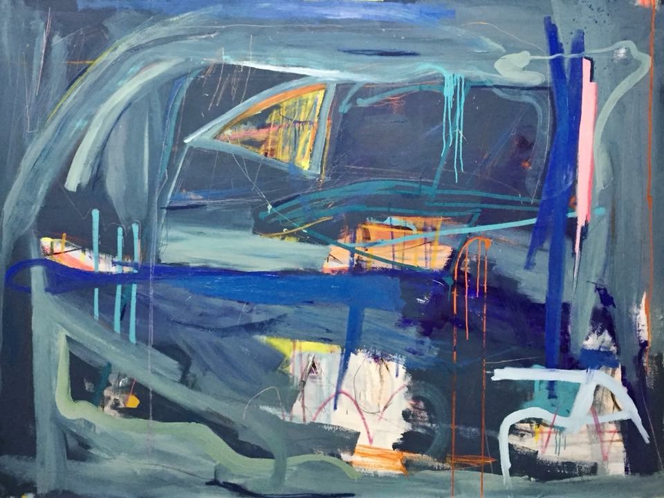 Bronson blue 72x90 inch mixed medium painting on canvas 2018