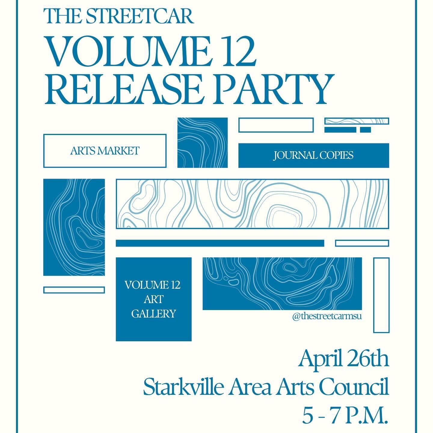 We are absolutely THRILLED to announce our Volume 12 Release Party! So much time and energy has gone into this edition, and we think you are going to love it as much as we do. Come out to @starkvillearts on Friday, April 26th to grab a journal copy, 