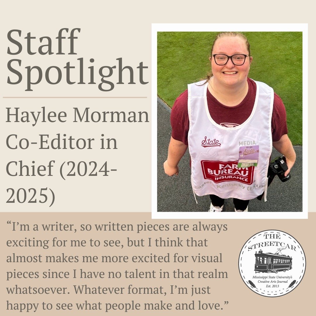 Meet this week's Staff Spotlight: Haylee Morman! (haylees.not.mormon)

Haylee is a senior English major with minors in Creative Writing and TESOL. Before becoming Co-Editor-in-Chief, she spent one year on Outreach Staff, one year as a general staffer