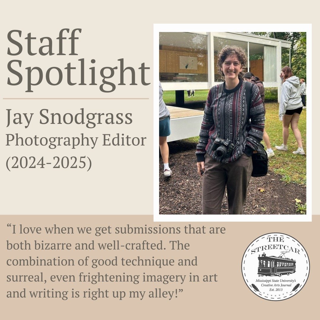 Meet this week's Staff Spotlight: Jay Snodgrass! (@jbsnodgrass7)

Jay is a third-year architecture student and has worked on The Streetcar staff for all three years of university. This is their second year serving as Photography Editor. Outside class