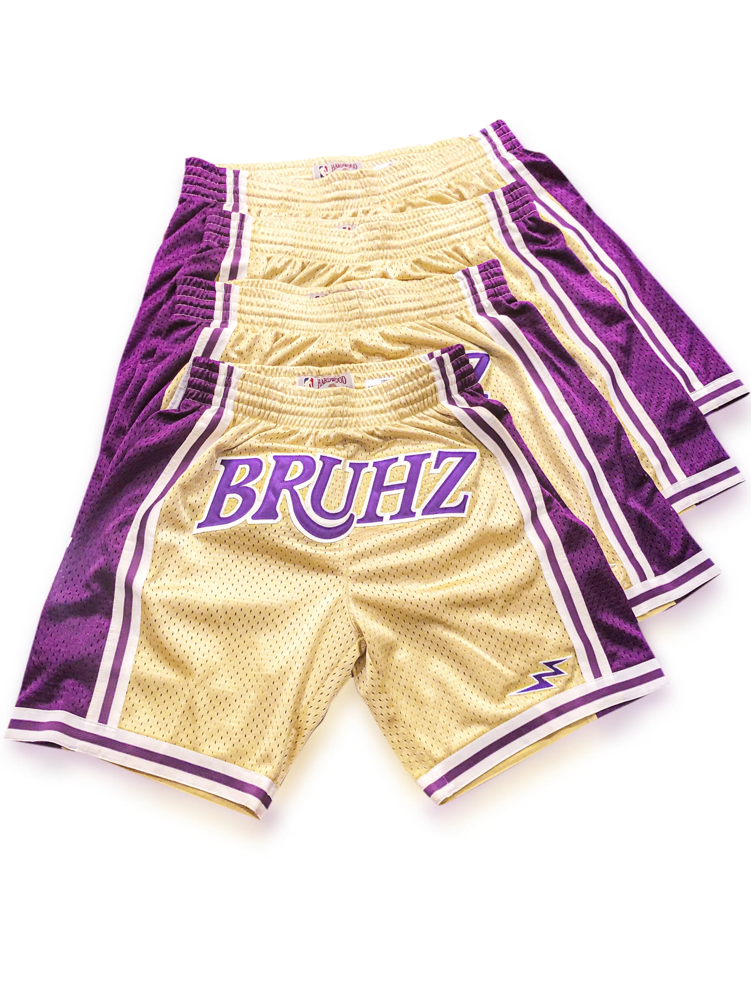 purple and gold basketball shorts
