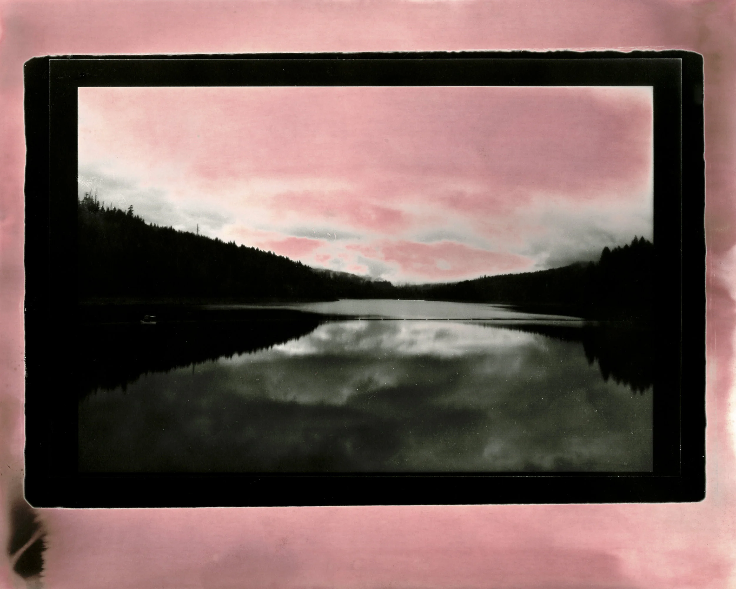  8x10 BW digital negative transparency contact print.  Developed in custom mixed high pH chromoskedasic chemistry.  Bull Run Watershed, Oregon. 2012.   