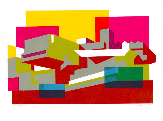 Hayward I. Limited edition of 50 produced in 2010. A colourful interpretation of one of the brutalist buildings on the South Bank, London