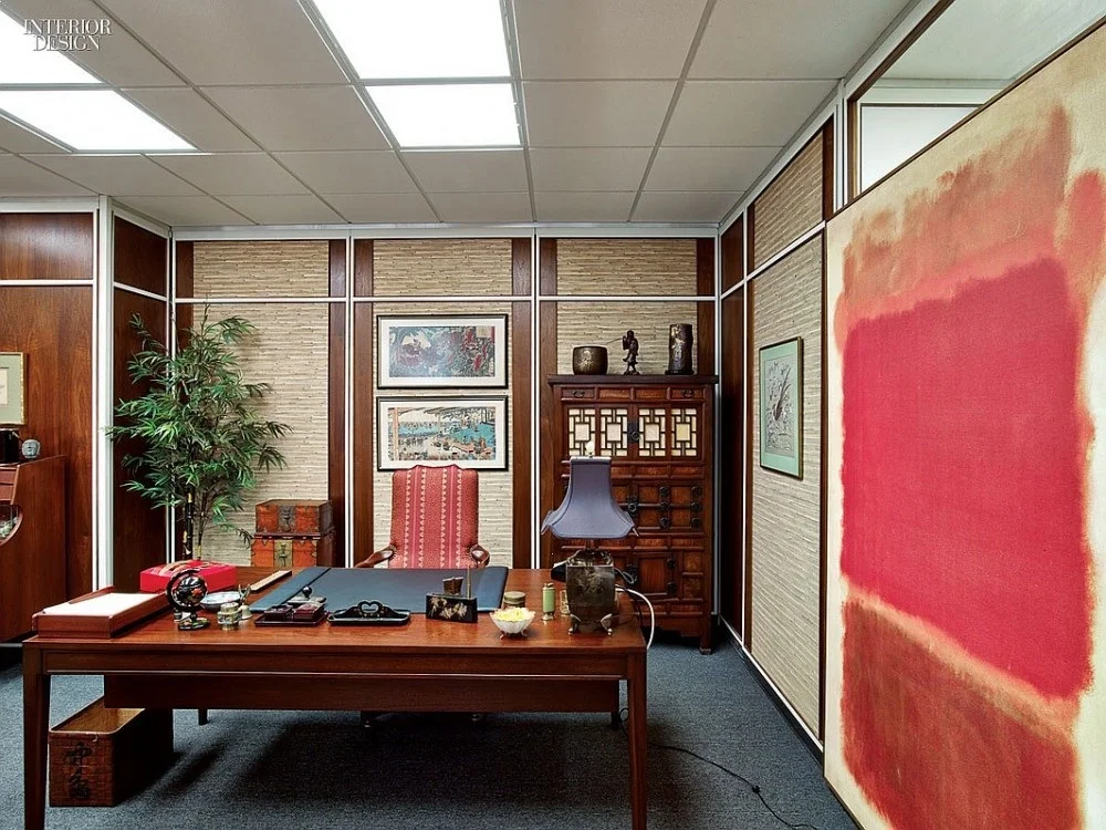 A licensed copy of a Mark Rothko painting hangs in Bert Cooper’s office — Photography by Eric Laignel