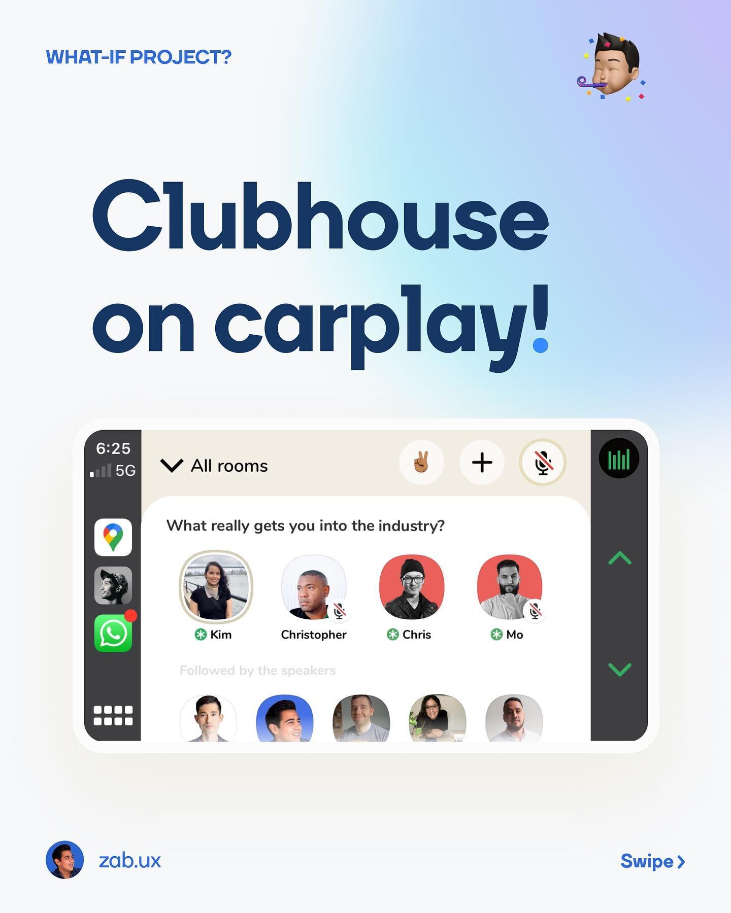 Sooo Ive been thinking about what would Clubhouse experience be in apple CarPlay🤔 well here its a quick attempt. If you are a designer  the conversations happening on @joinclubhouse.app have been amazing lately.
.
.
#applecarplay #clubhouseapp #club