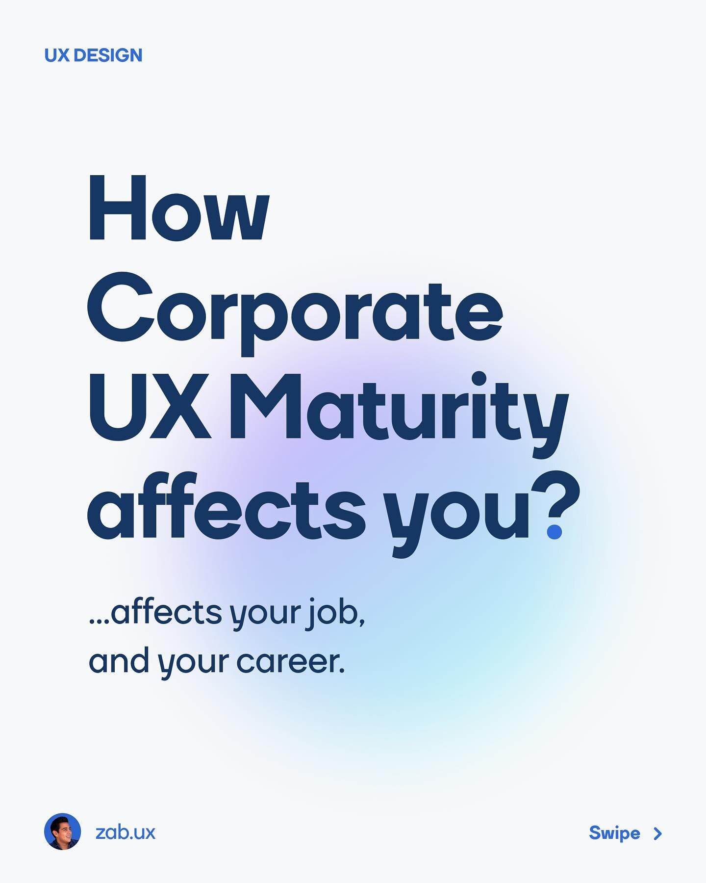 Ux maturity in your company is the reason why you may have a an easier or harder time designing.
.
Many of the &ldquo;problems&rdquo; designers encounter daily, can be closely related to their company&rsquo;s maturity level.
.
If you want more info a