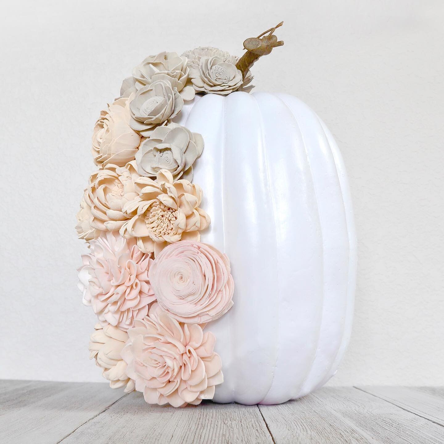 Can a pumpkin be stunning? I think so! I&rsquo;m using @solawoodflowers to get this elegant ombre look for a fun change to traditional Fall colors. Check out the video with more neutral Fall color on my YouTube channel, Artsy Cupcake 👉🏼 #linkinbio⁣