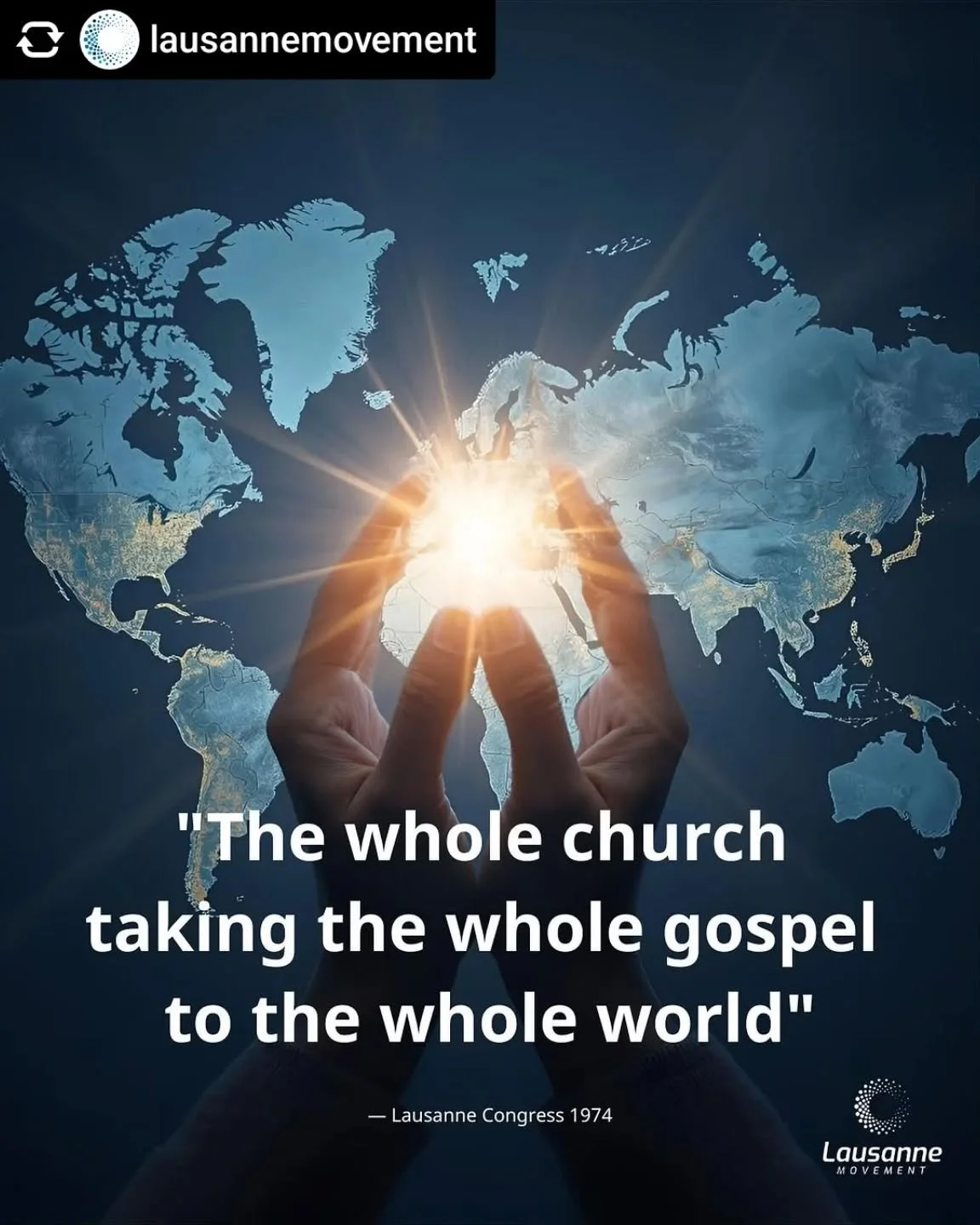 @lausannemovement &ldquo;The whole Church taking the whole gospel to the whole world.&rdquo;

A vision from the 1974 Lausanne Congress &mdash; championed by leaders like Billy Graham and John Stott &mdash; that continues to inspire the global church 