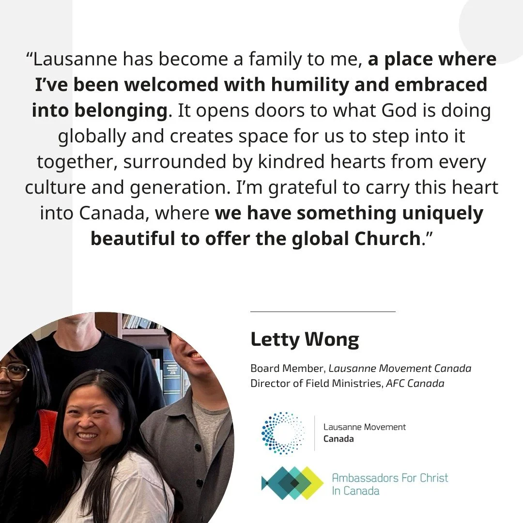 As Christmas week begins, we&rsquo;re grateful for leaders who make room for belonging.

Letty Wong joined our board in April 2025 and has been a key advocate for Younger Leaders Canada. She first connected more deeply with @lausannemovement through 