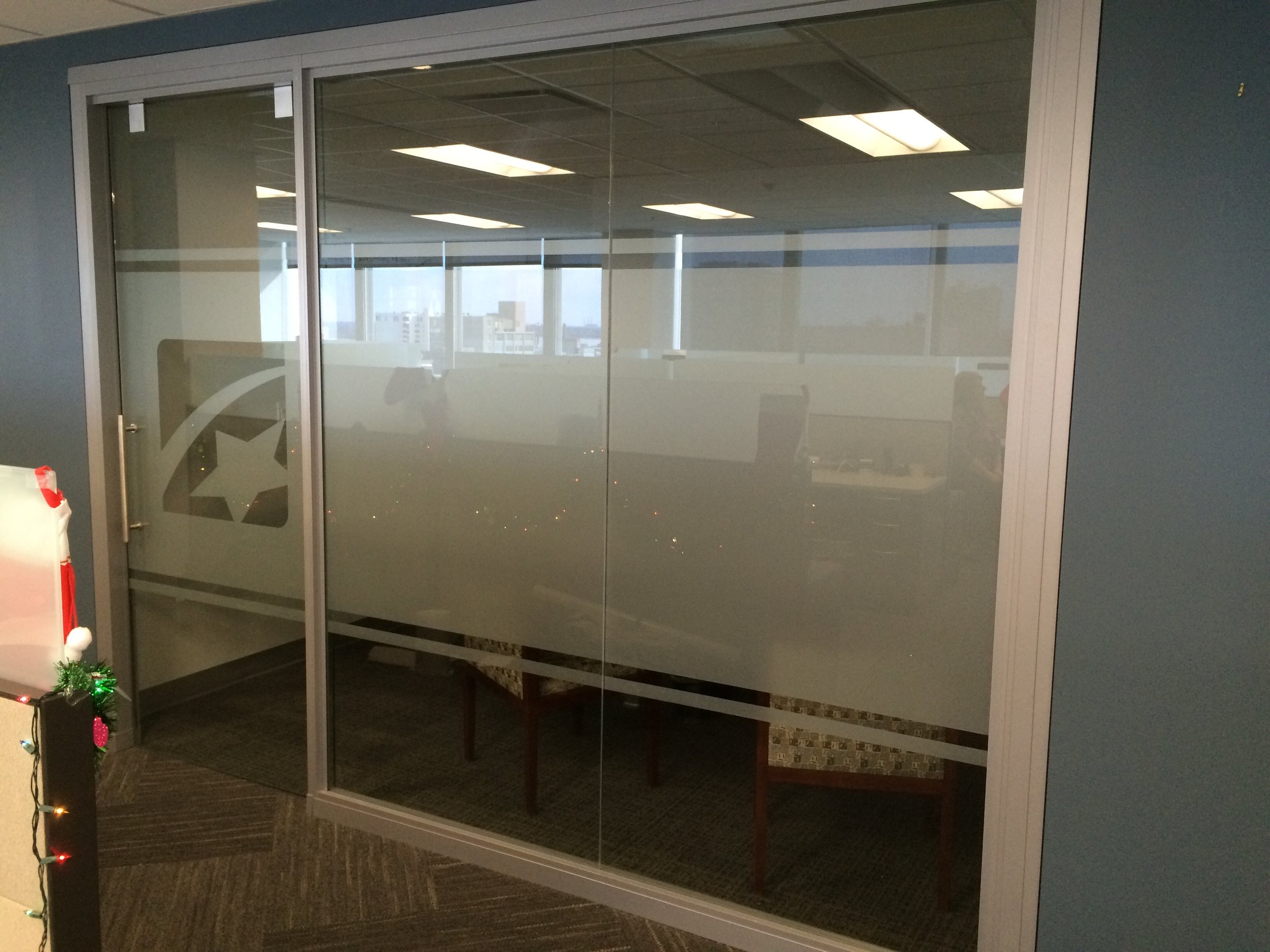 First Tennessee Multi-Opacity White Film Privacy Glass