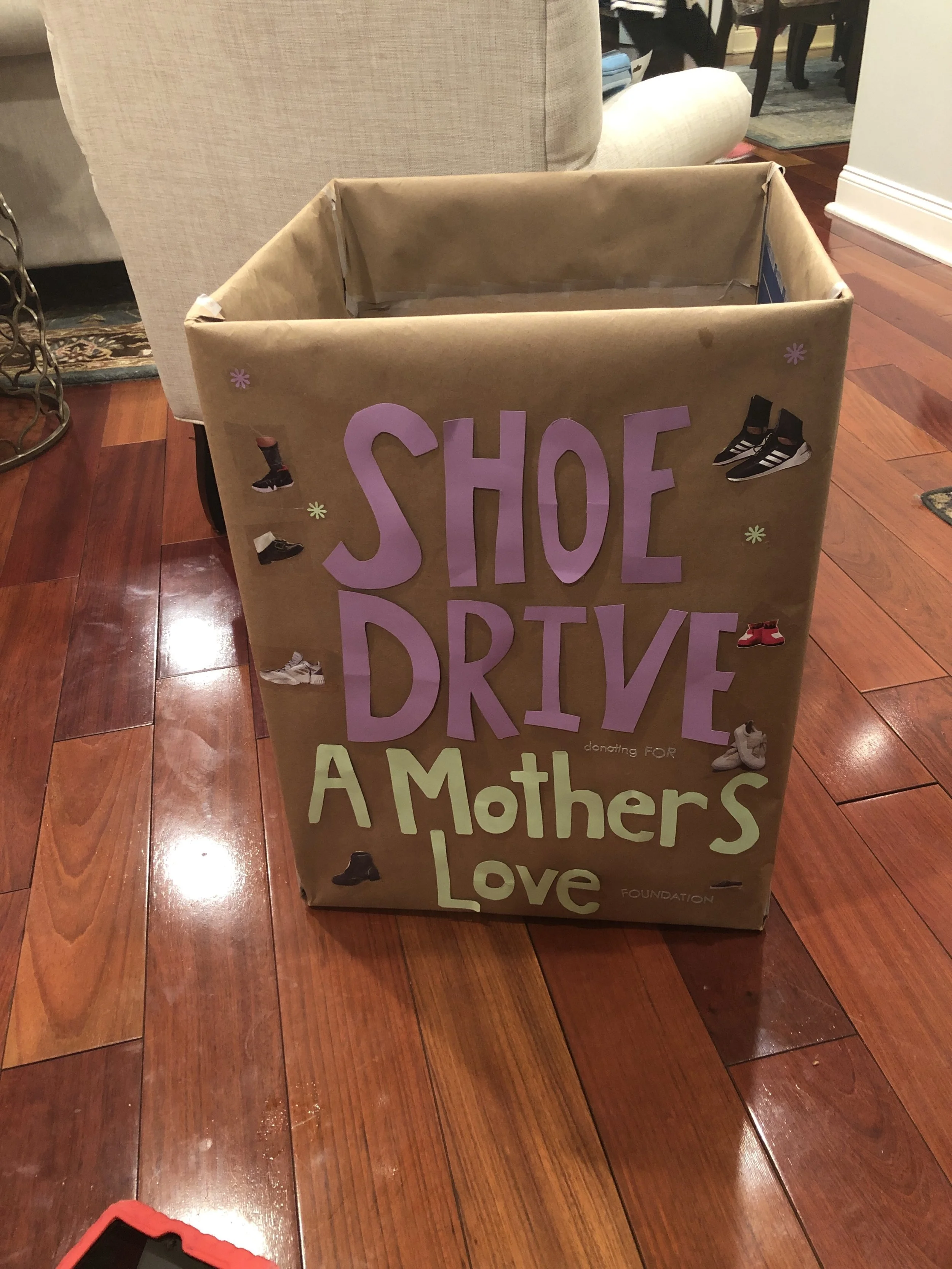  Donation Box all set for the shoe drive  