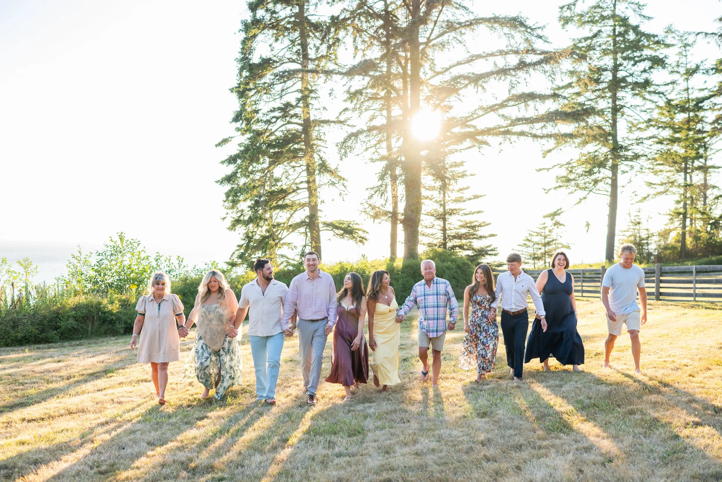 extended family session at sunset with perfect styling