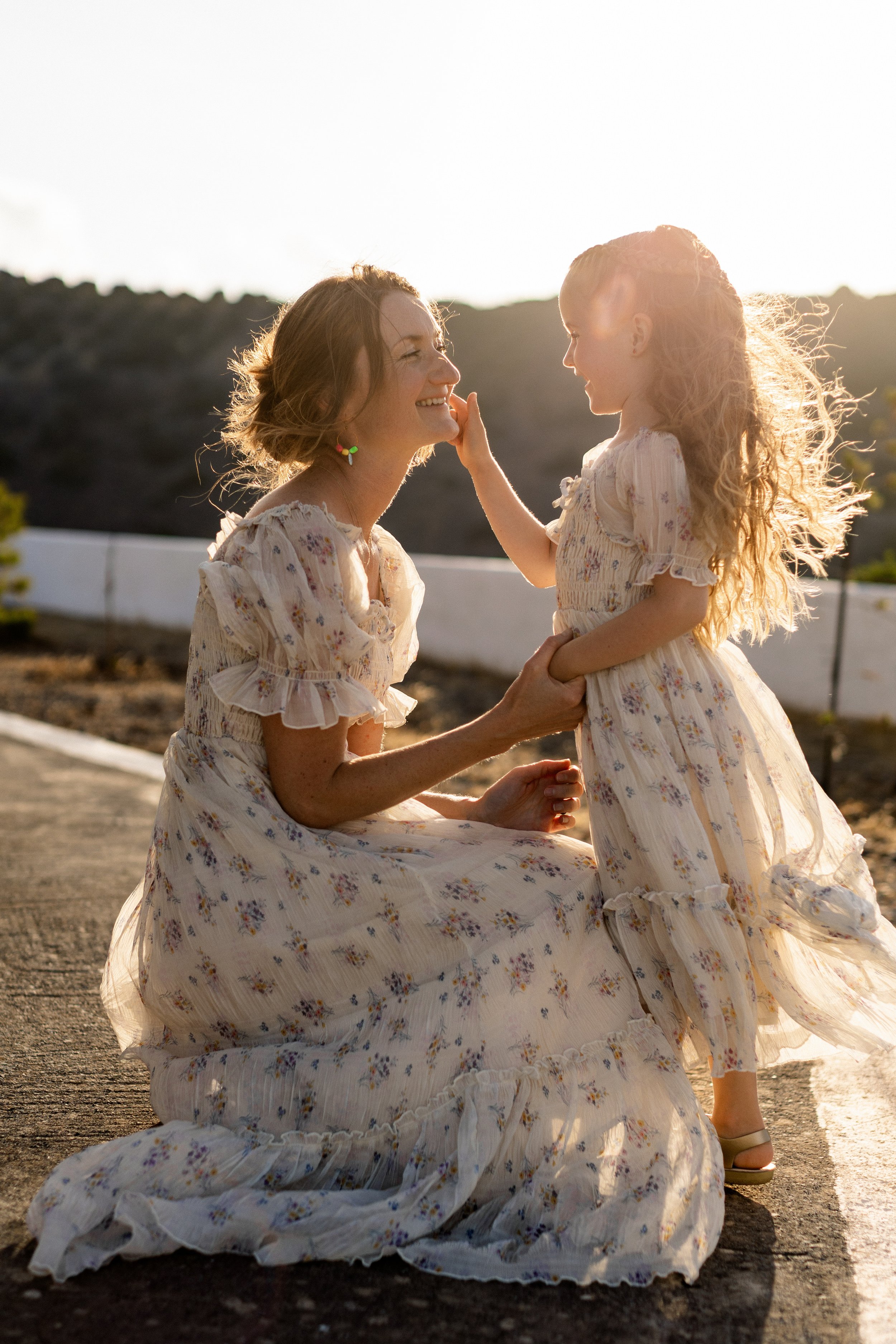mommy and me photo session wearing matching dress by Ele design