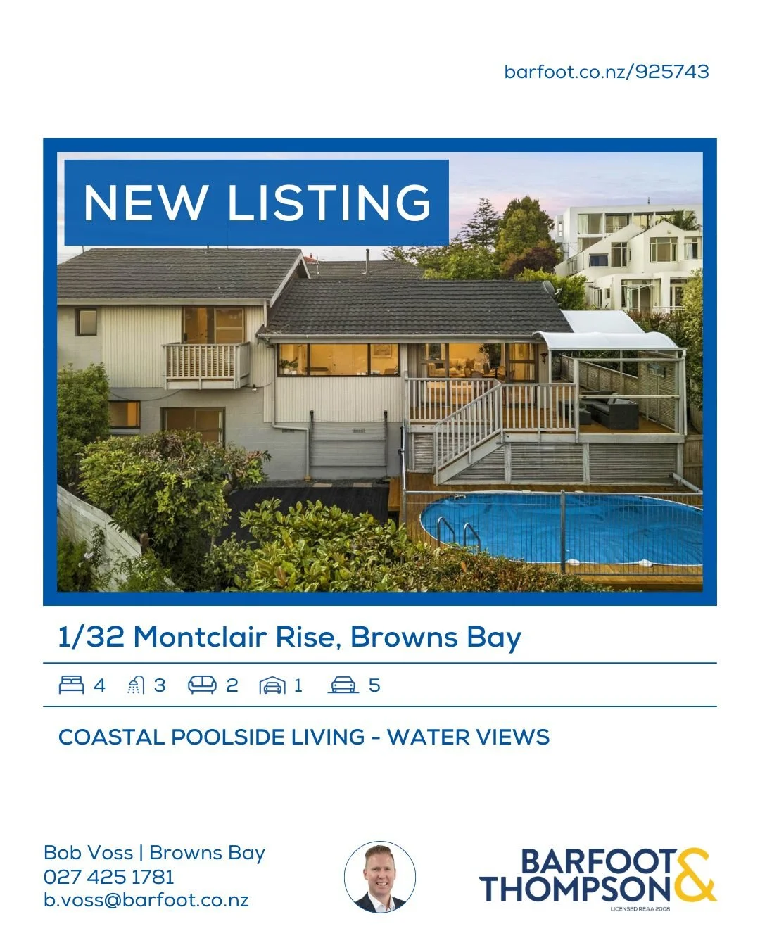 🆕✨
www.barfoot.co.nz/925743
COASTAL POOLSIDE LIVING - WATER VIEWS

Escape to this Browns Bay coastal retreat - a beautifully elevated block and brick home that captures sweeping sea views of the Hauraki Gulf and offers the best of relaxed East Coast