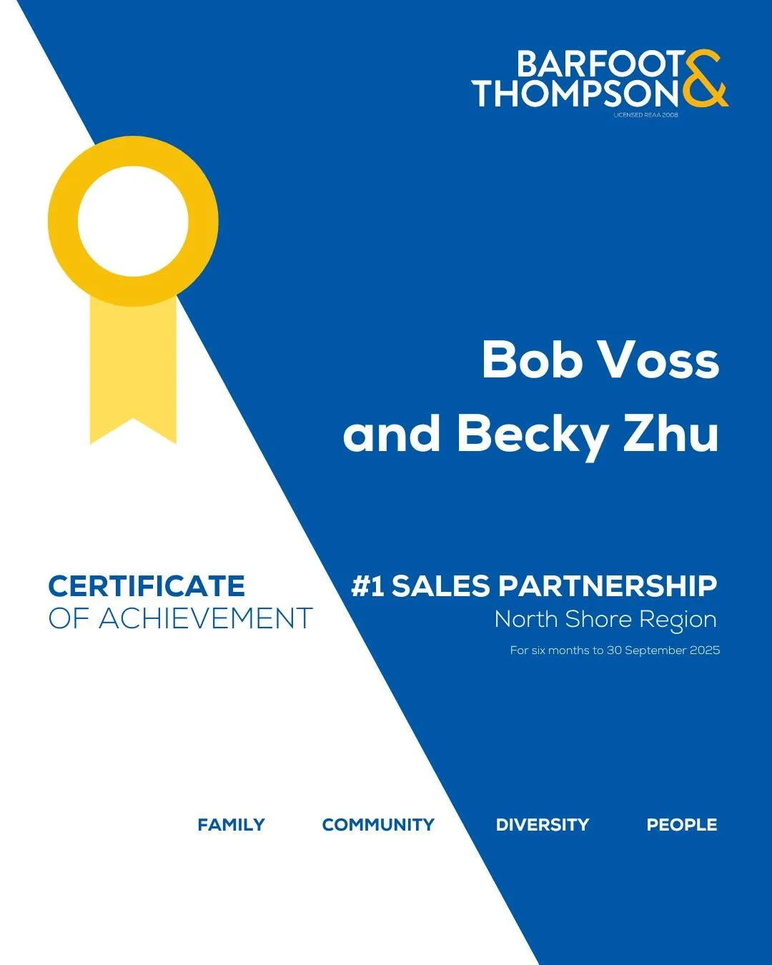🔵🏆🥇
Feeling pretty grateful 🙌
Huge thanks to my amazing clients, colleagues, and everyone who&rsquo;s trusted me on their property journey.
Proud to be recognised as #1 Sales Partnership &ndash; North Shore with Becky.
Teamwork, trust, and a lot 