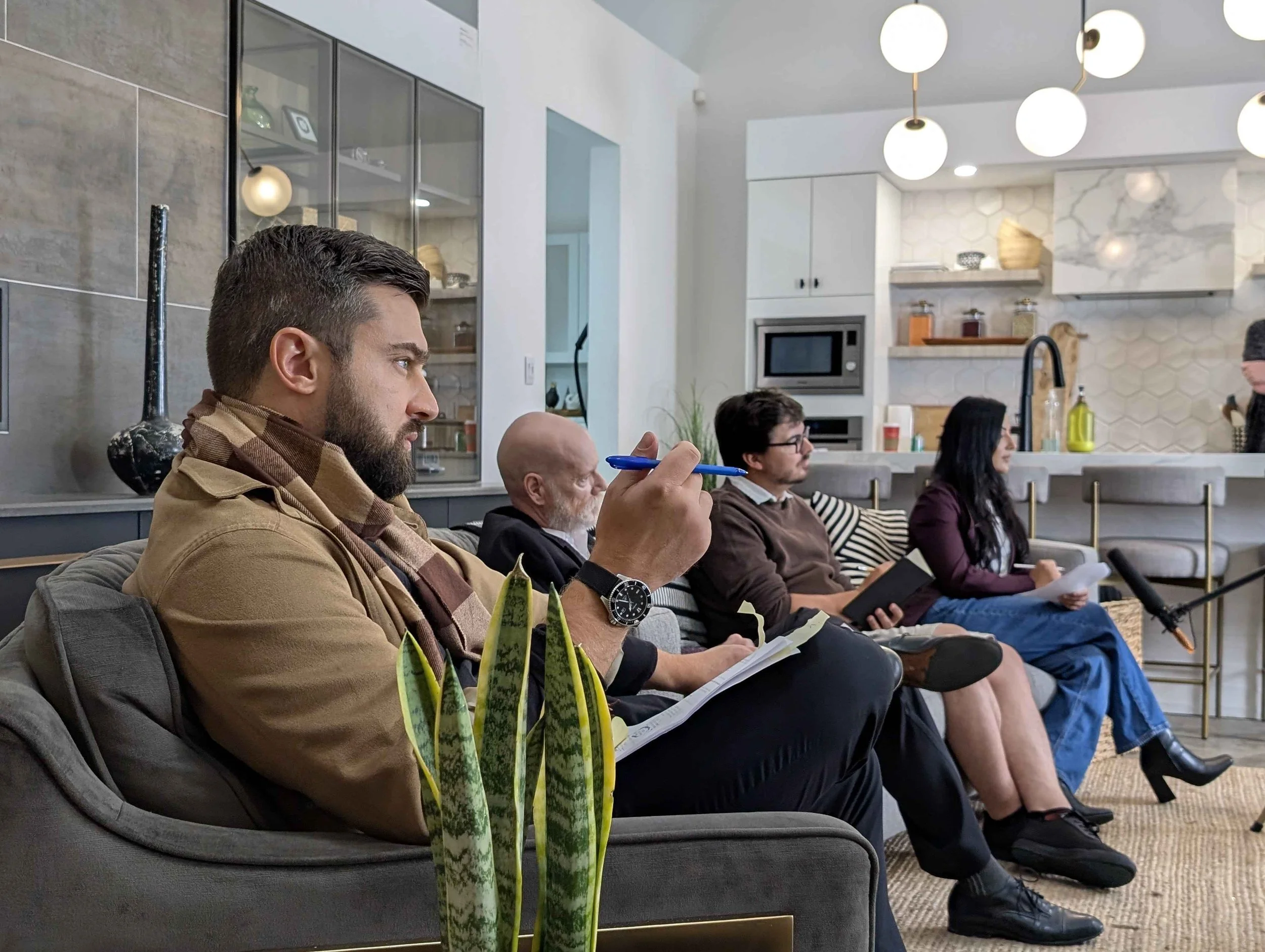 Harrison Stewart, David Parisian, Tad Brock, Rafia Iqbal in Soho Studios London, Ontario on the set of “Performance of the Year” an Orange Hat Film Production in August 2025