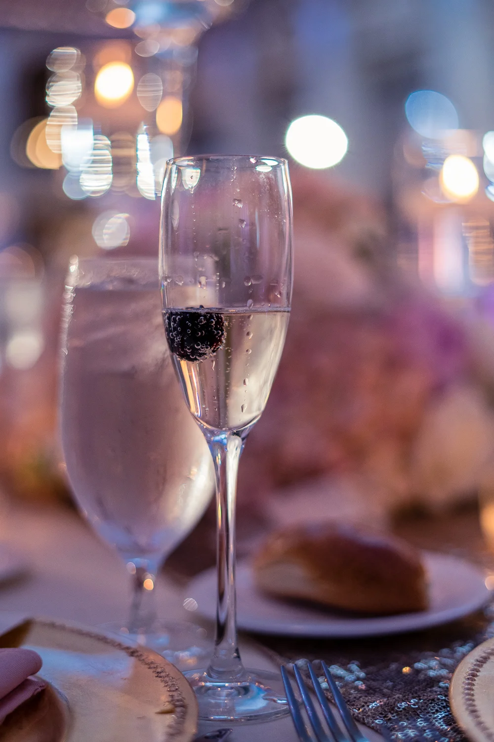 Champagne ready for all the toasts at Ballroom at the Ben wedding