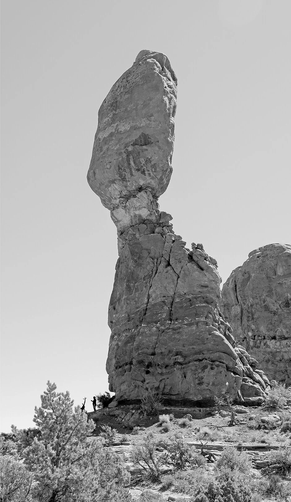 Balanced Rock &amp; Phone, Arches National Park Utah, 2019 / 21” x 33.3” / B+W Archival Giclée Painted wood frame, museum glass