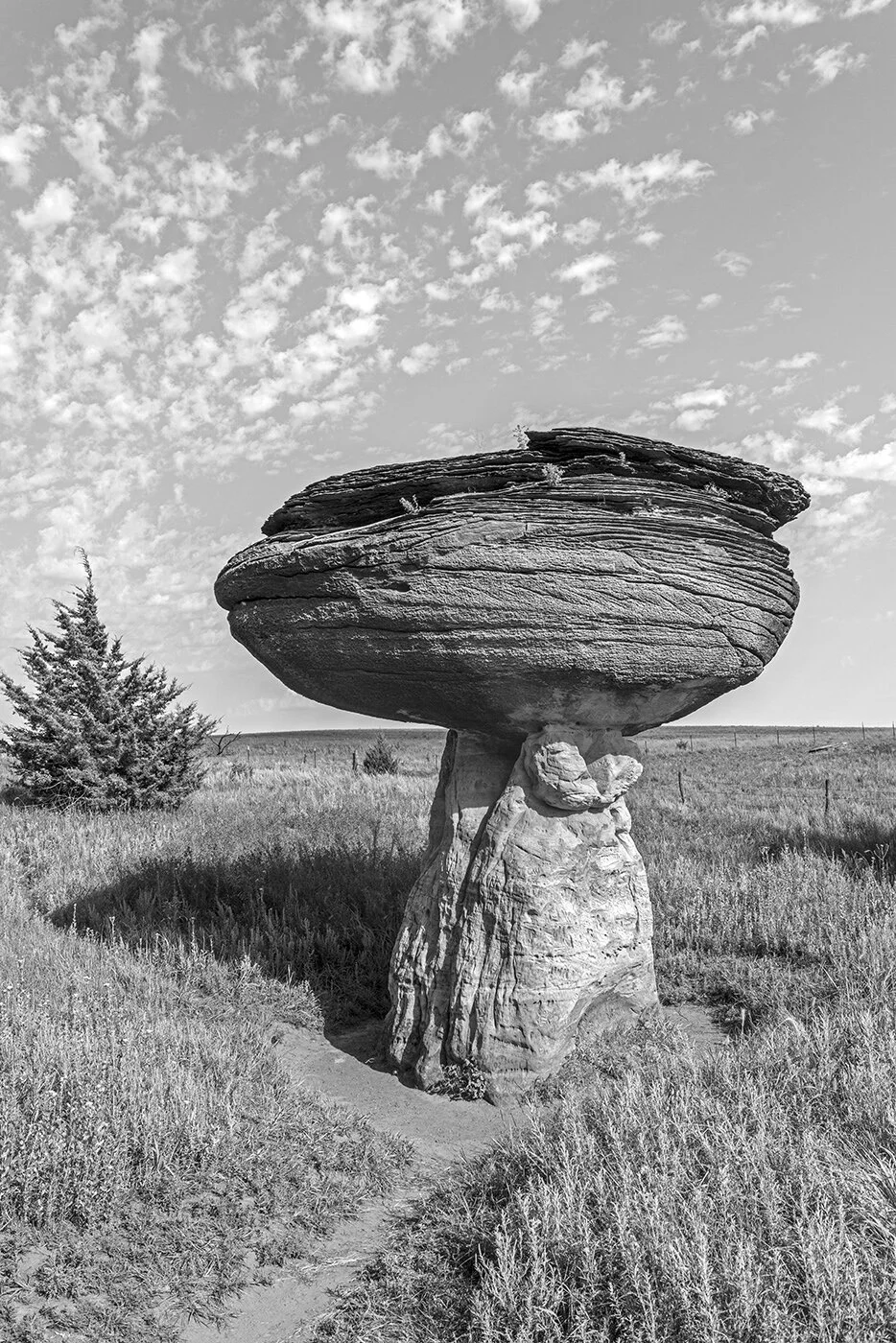 Mushroom Rock, Kansas, 2017 / 23” x 27” / B+W Archival Giclée Gesso wood frame, museum glass