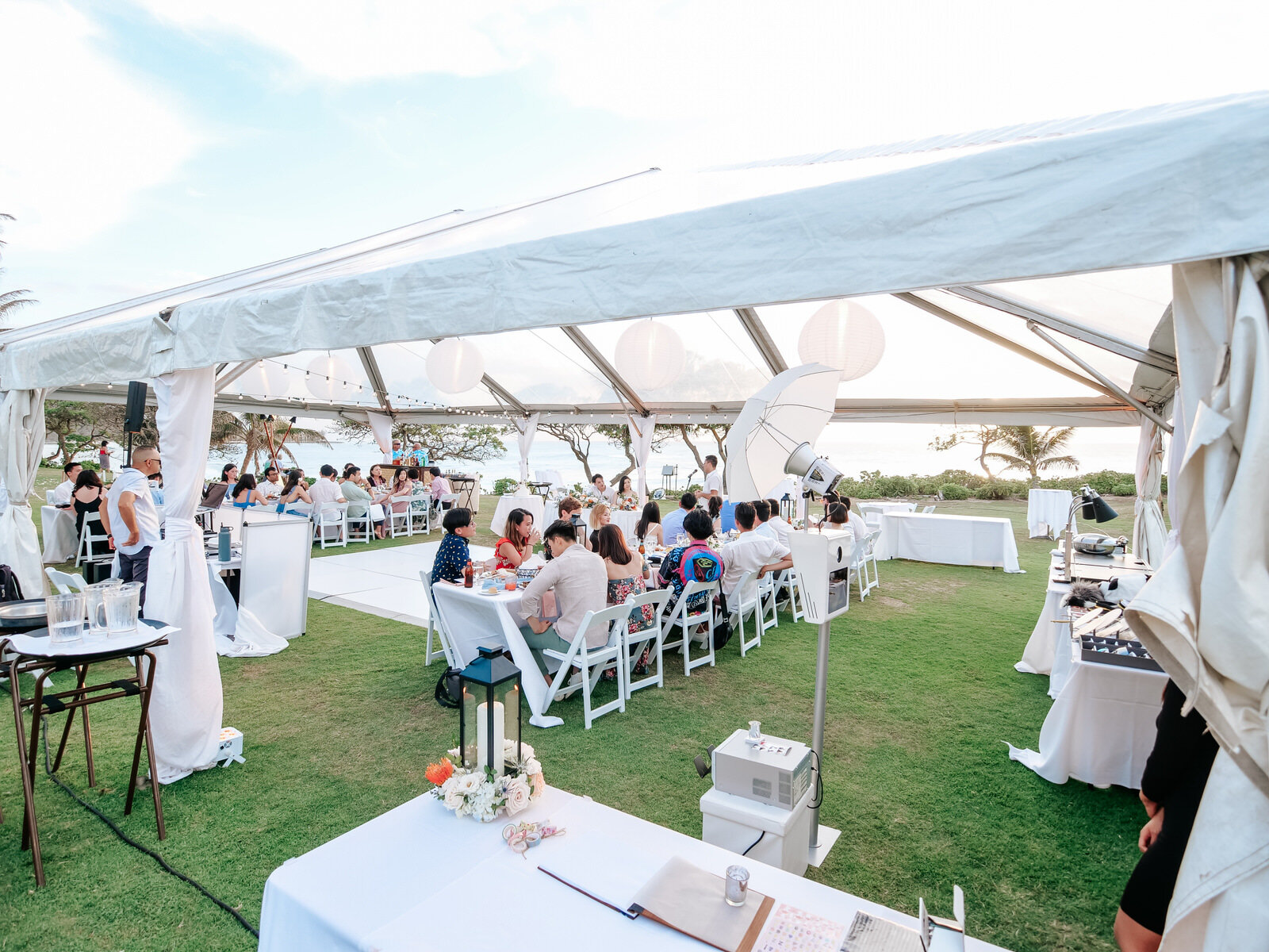 Inside tent at Kulima point wedding venue turtle Bay