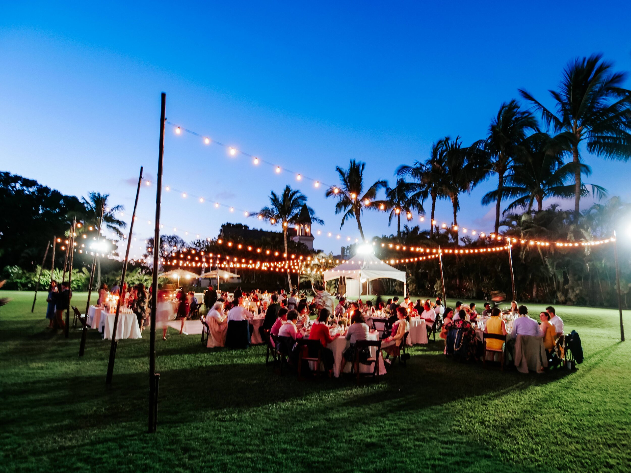 Evening wedding reception at Paradise Cove Luau Hawaii