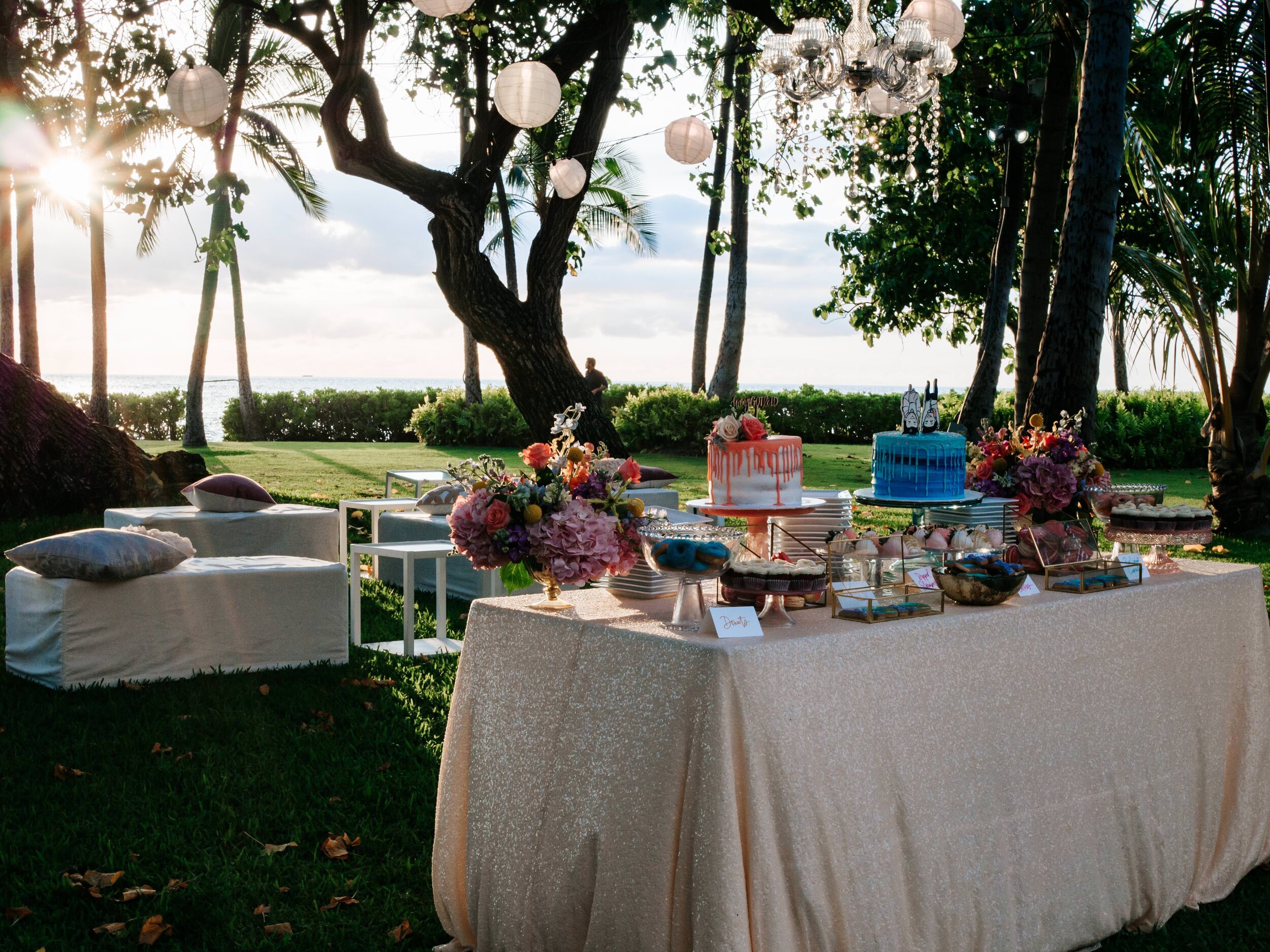 Oceanside wedding reception at Lanikuhonua Ko'Olina Wedding Venue Oahu