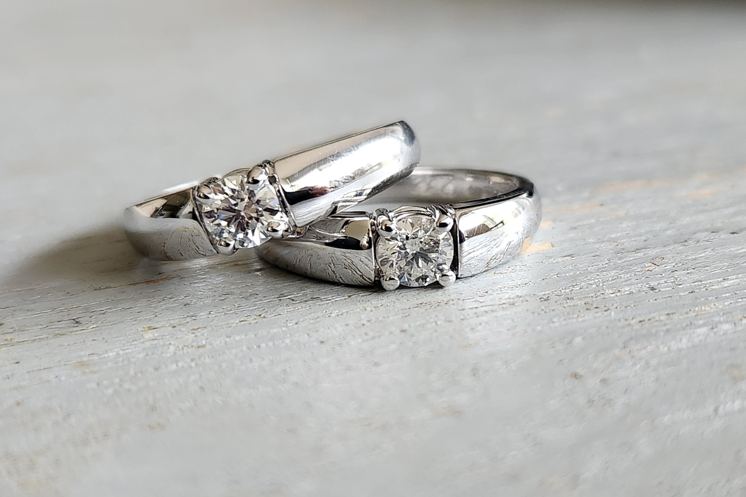 Diamond engagement rings hers and hers round brilliant cut