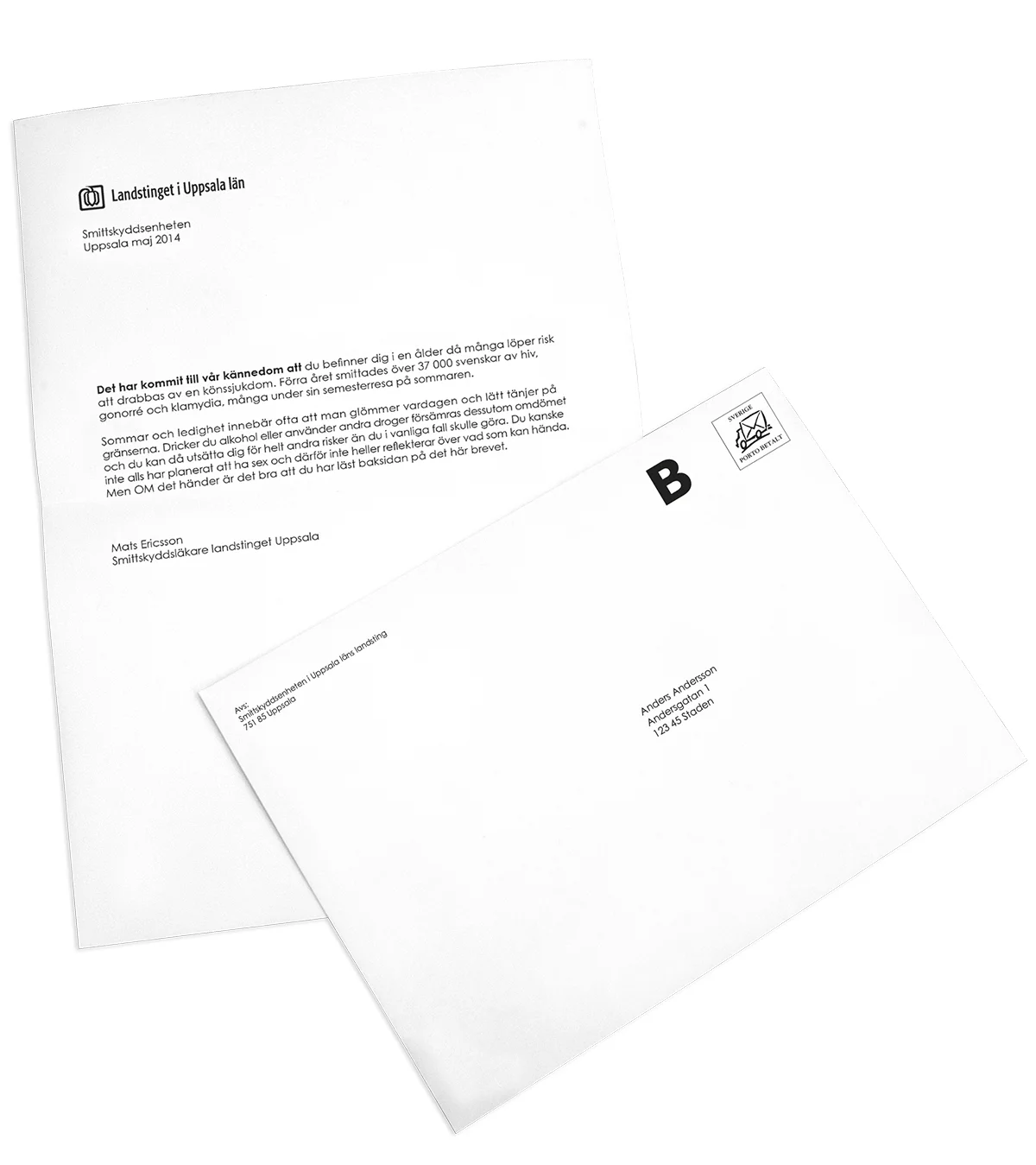  DR utformat som ett partnerbrev – dvs sådana som smittskyddsenheter skickar ut till personer de tror kan ha fått en könssjukdom 