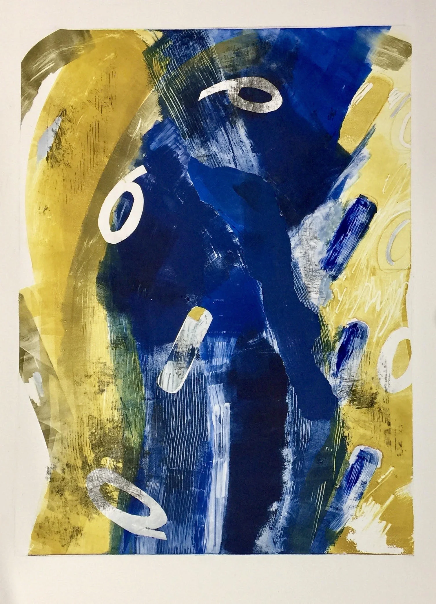ONE RACE 1.0. MONOPRINT. IMAGE 24 X 18”. PAPER 35 X 28”. AVAILABLE.