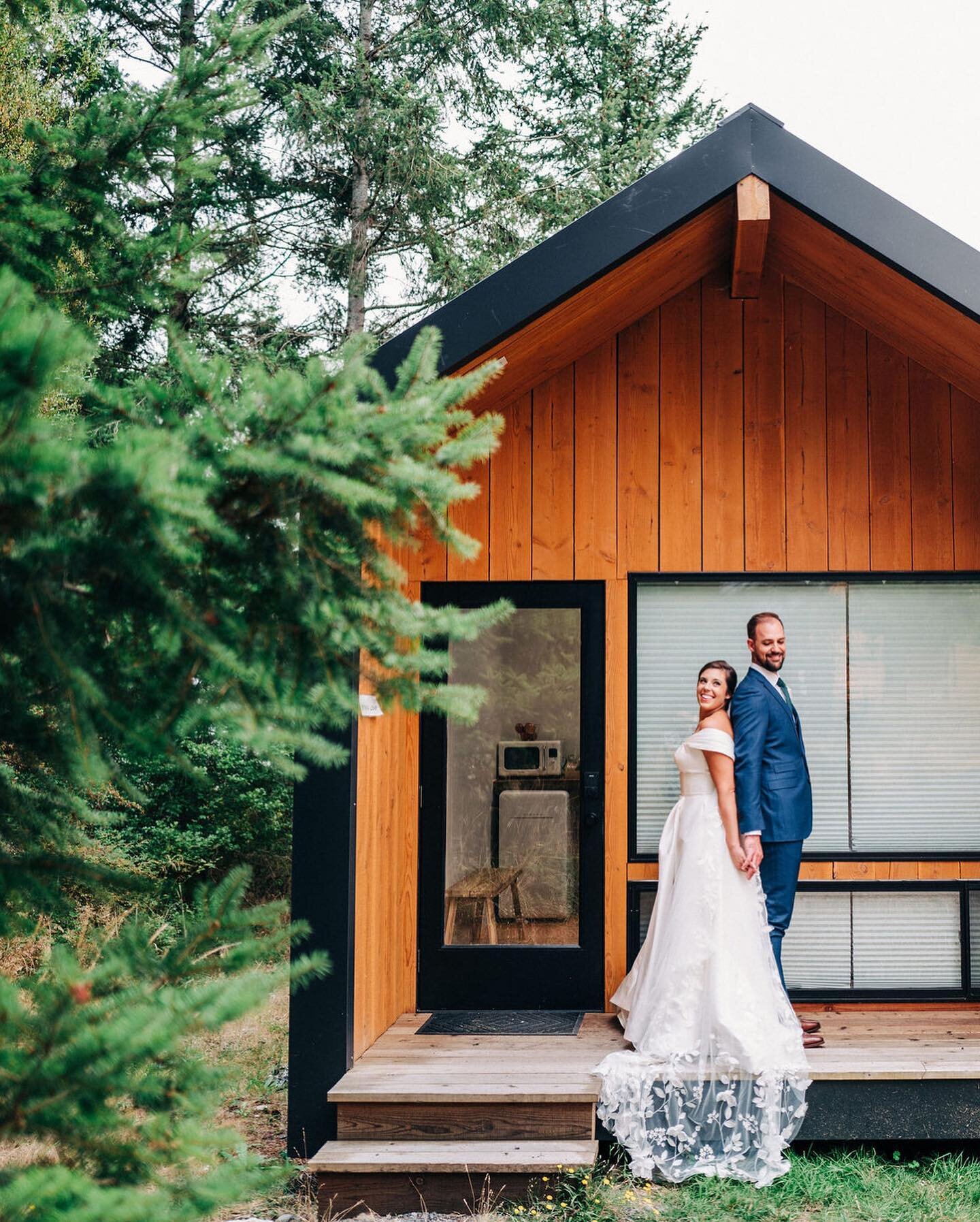 We love how L&amp;L took photos on the front porch of one of our guest homes and had their grand entrance at the event barn! The perfect backdrops ✨ #weddingvenue #backdropwedding #saltwaterfarmwedding #wedding #sanjuanislandvenue