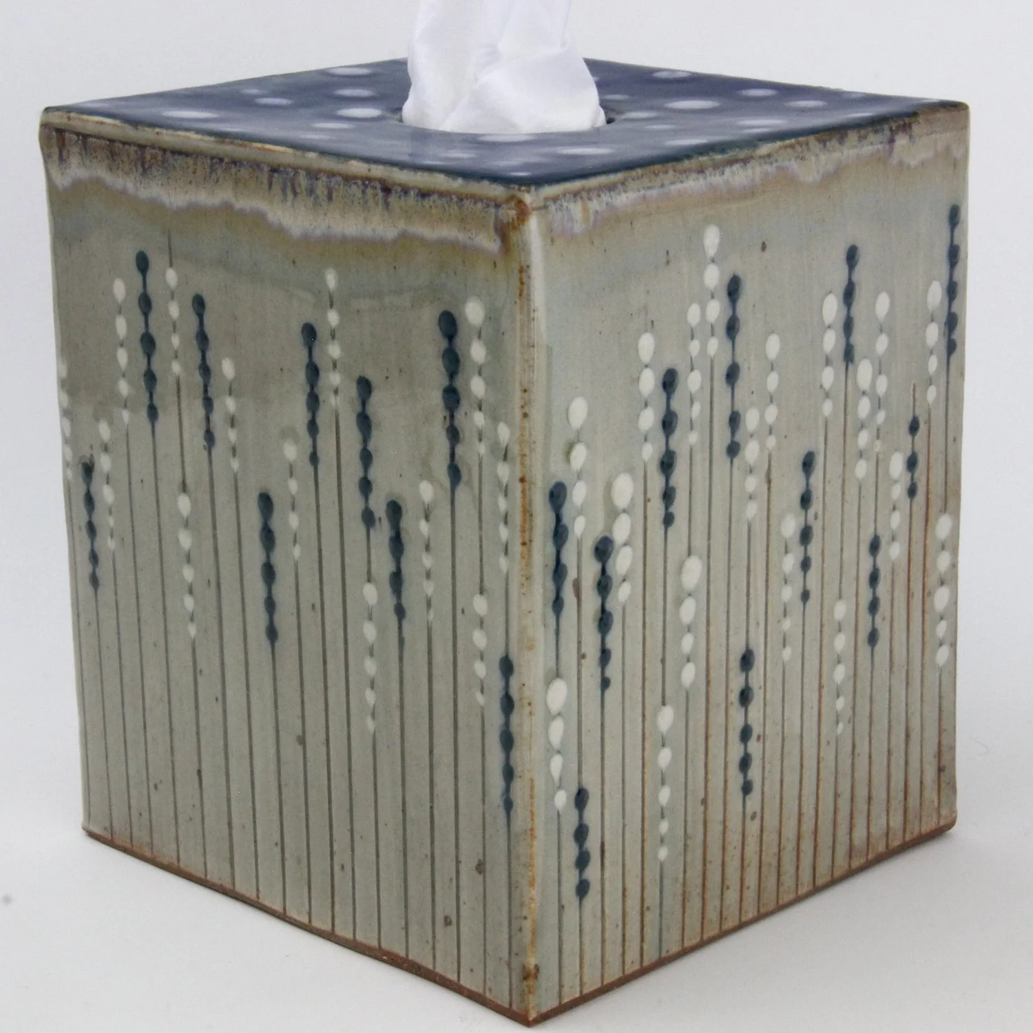 Tissue Box Cover 'Geo Kelp w/ teal' motif