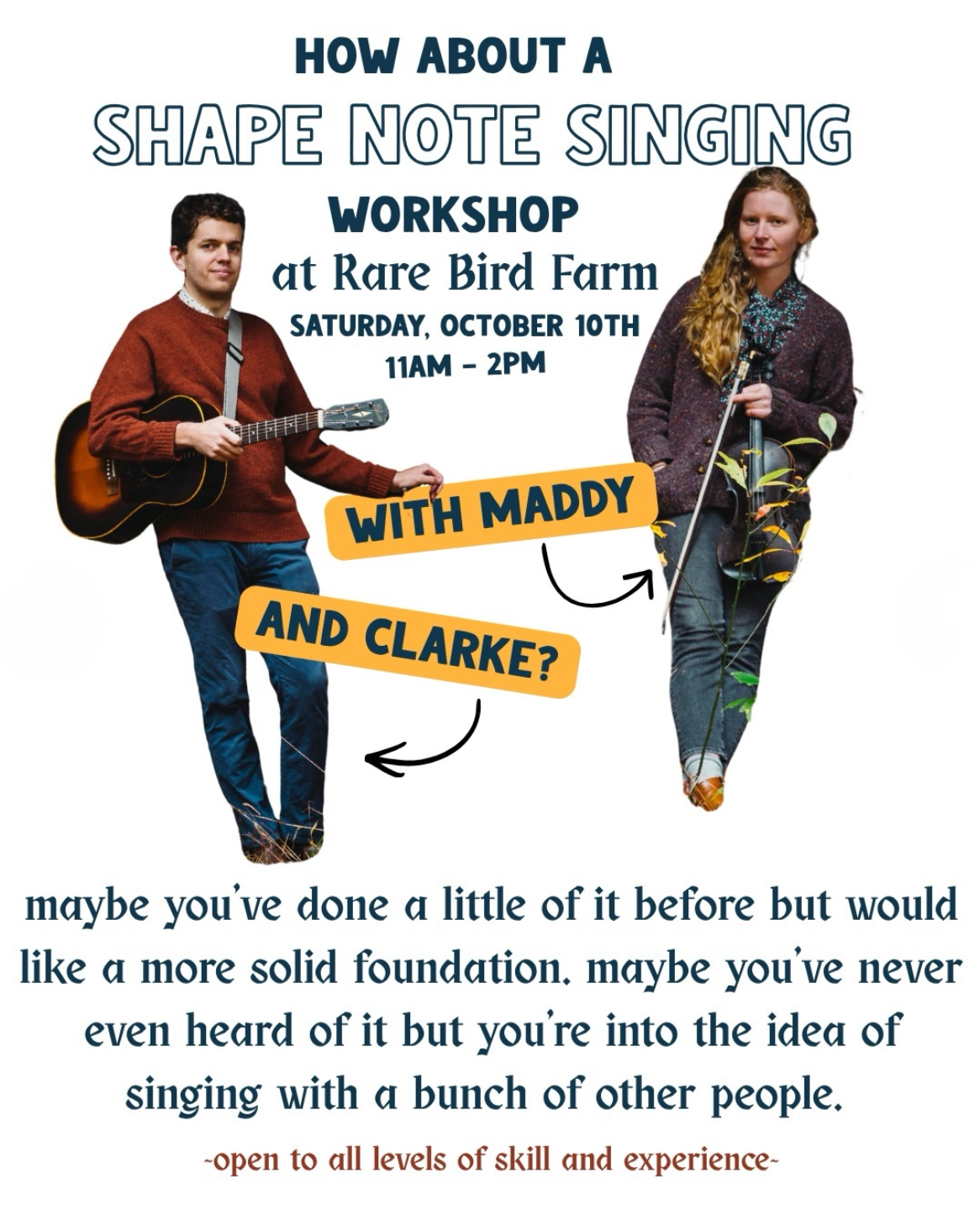Shape Note Singing Workshop with Maddy & Clarke