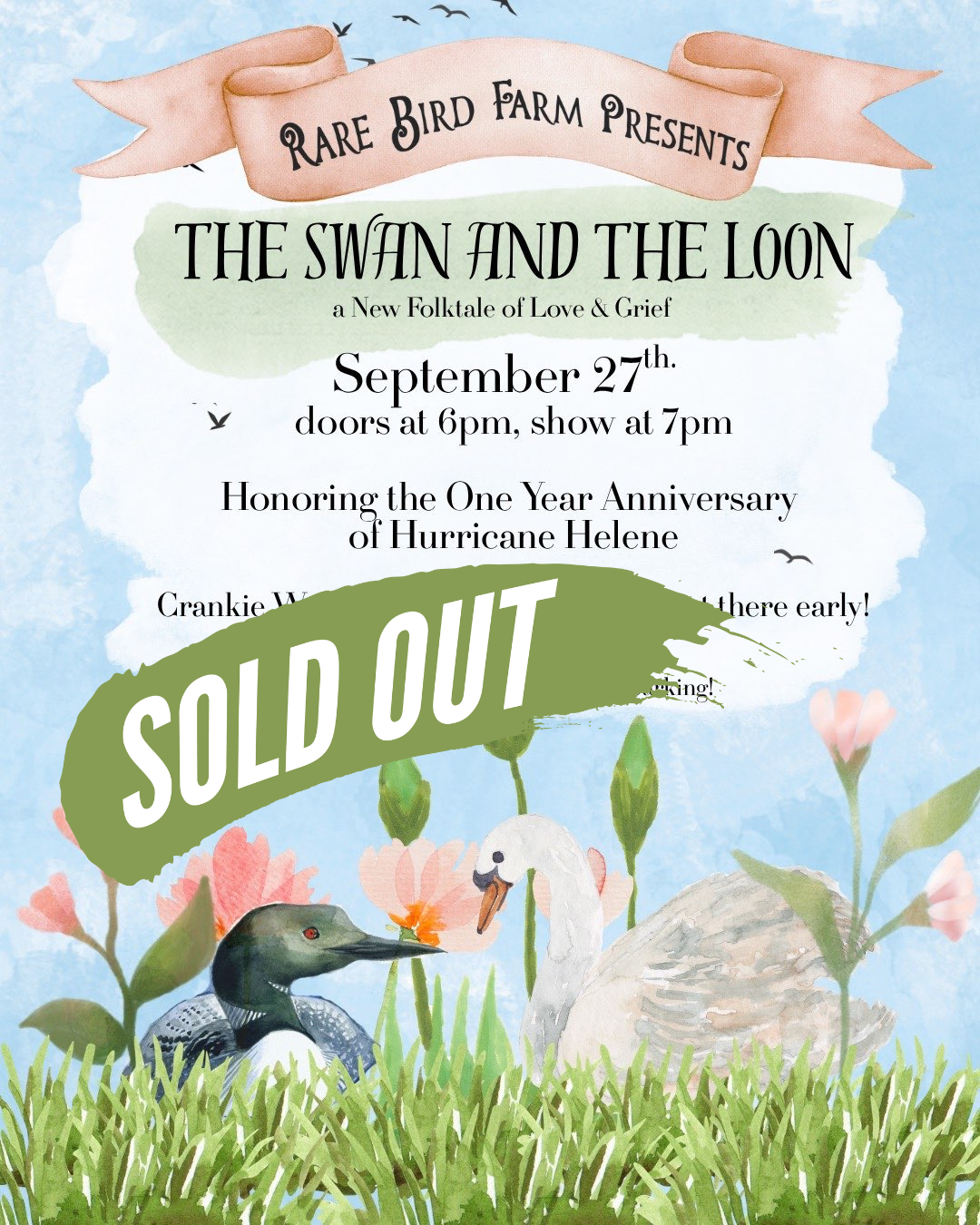 SOLD OUT Murmuration Presents - The Swan and the Loon: A New Folktale of Love and Grief