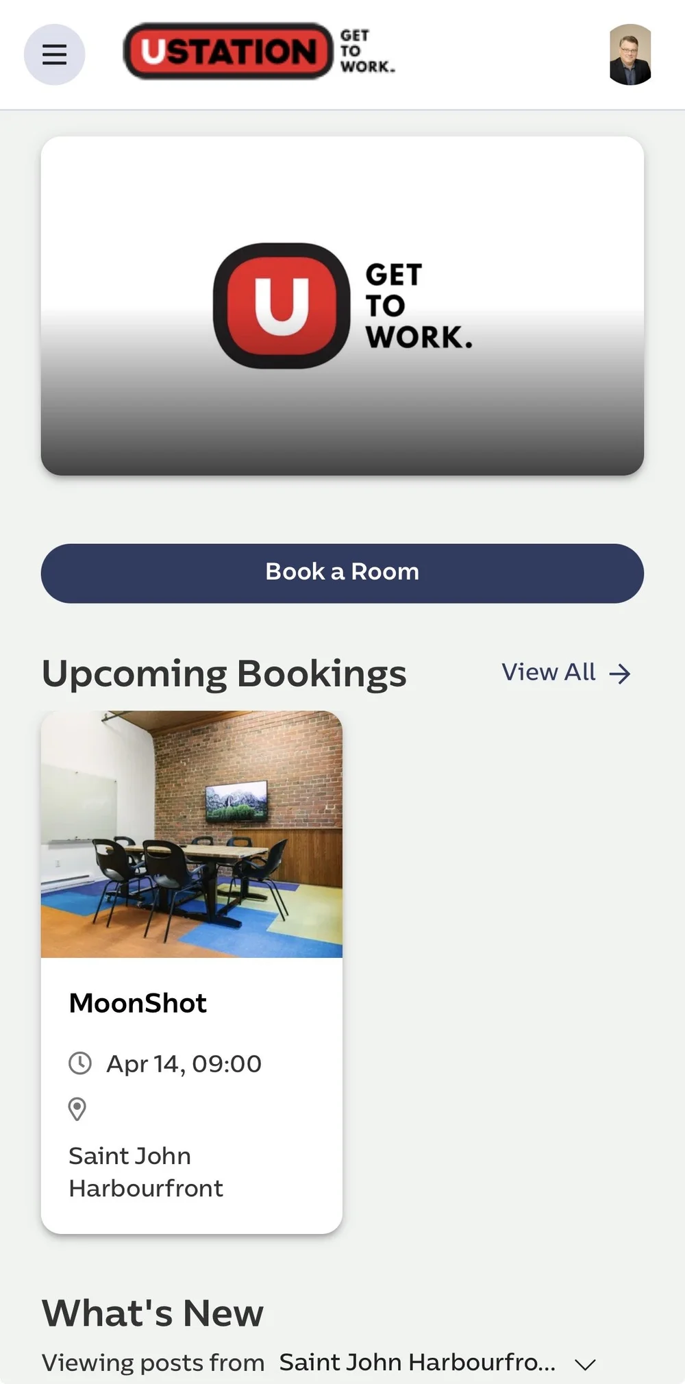 The member app home screen with upcoming bookings