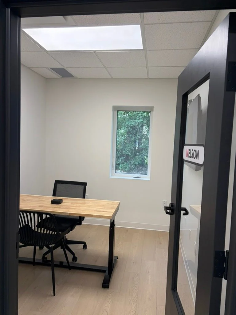 A private room at Breakwater: desk below a window