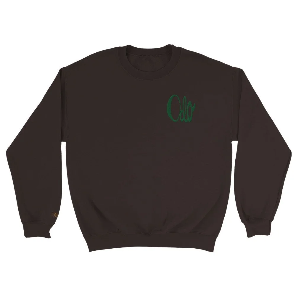 Odo (Love) Classic Unisex Crewneck Jumper_Tatami Stitch Design Dark Chocolate