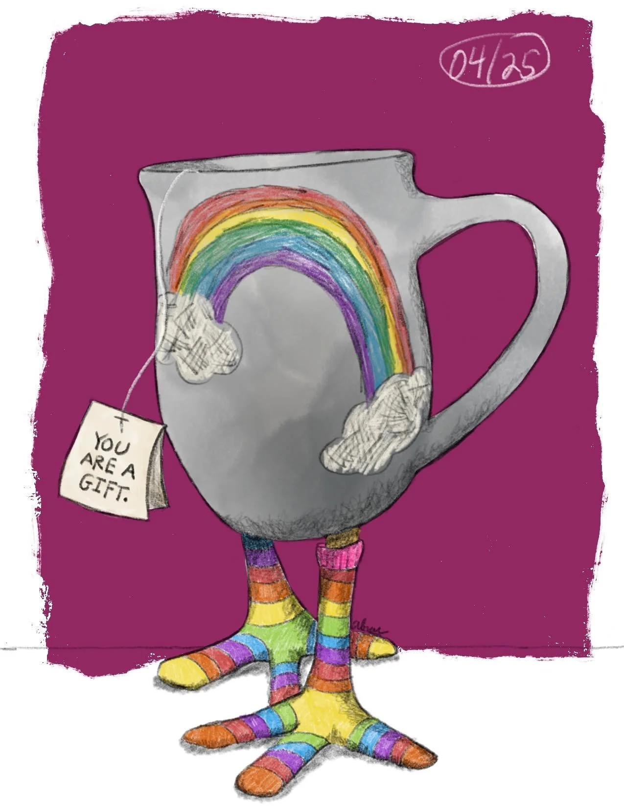 Shout-out to a local potter who made one of my favorite mugs... 🌈❤️ @uphillpottery 

#teacups #coffeemugs #countdown #vermontartist