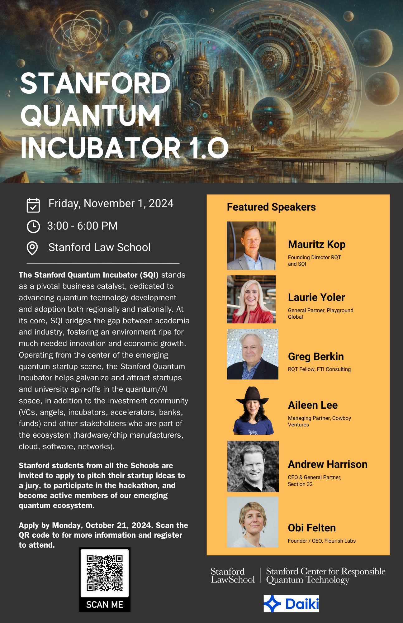 Stanford Quantum Incubator Workshop 1.0, November 1, 2024, at Stanford Law School