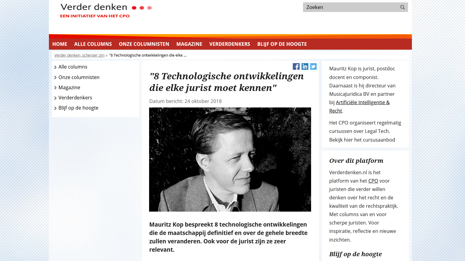 AI, Machine Learning &amp; Recht — de VerderDenken-columns (CPO Radboud Universiteit)