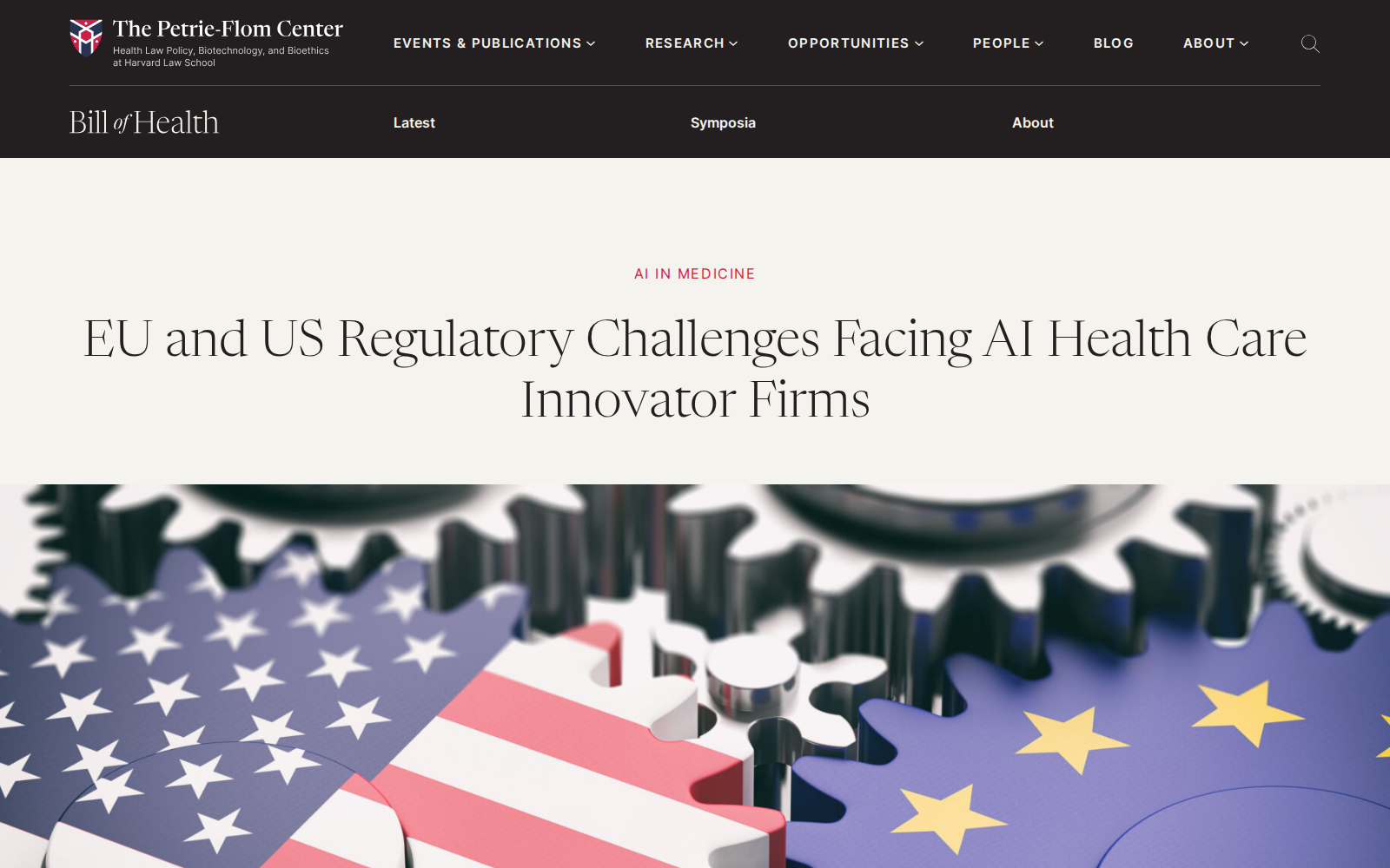 Harvard Petrie-Flom publishes EU and US Regulatory Challenges Facing AI Health Care Innovator Firms