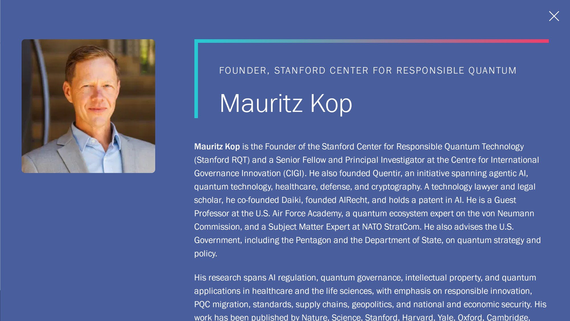 Prof. Mauritz Kop Invited to Co-Opting AI: Quantum at the University of Virginia, With Paul Davies, Shohini Ghose, and Host Mona Sloane
