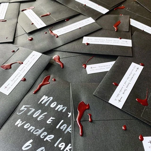 Was super stoked about these bloody envelopes I made for our first annual Halloween party at our farm! 😍 What I wasn&rsquo;t stoked about... was how long it took for the post office to sort and deliver the bloody things. 💉✉️🤦🏻&zwj;♀️