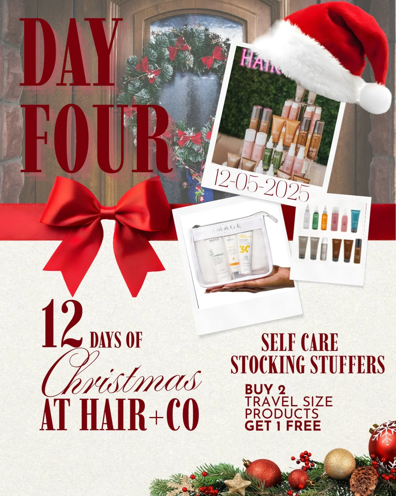 🎄 Day Four of our 12 Days of Christmas at Hair + Co! 🎁
Stuff those stockings with a little self-care ✨
Today only &mdash; buy 2 travel-size products, get 1 FREE!
Perfect for gifting, traveling, or trying something new. 🤍

#HairAndCo #12DaysofChris