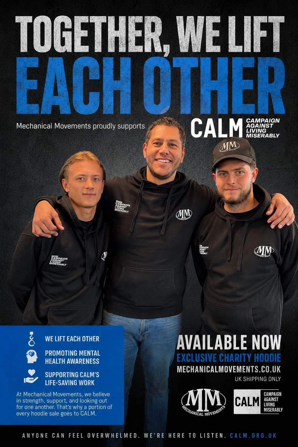 'WE LIFT EACH OTHER' CHARITY HOODIE FOR CALM